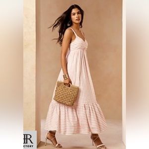 Banana republic linen blend red and white stripe summer dress